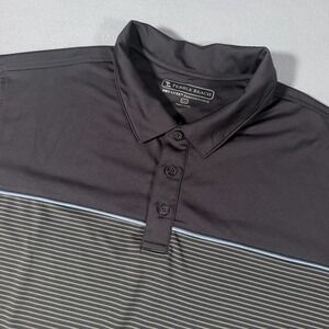Pebble Beach Dry-Luxe Performance Polo Shirt Charcoal Striped Men's Size XXL